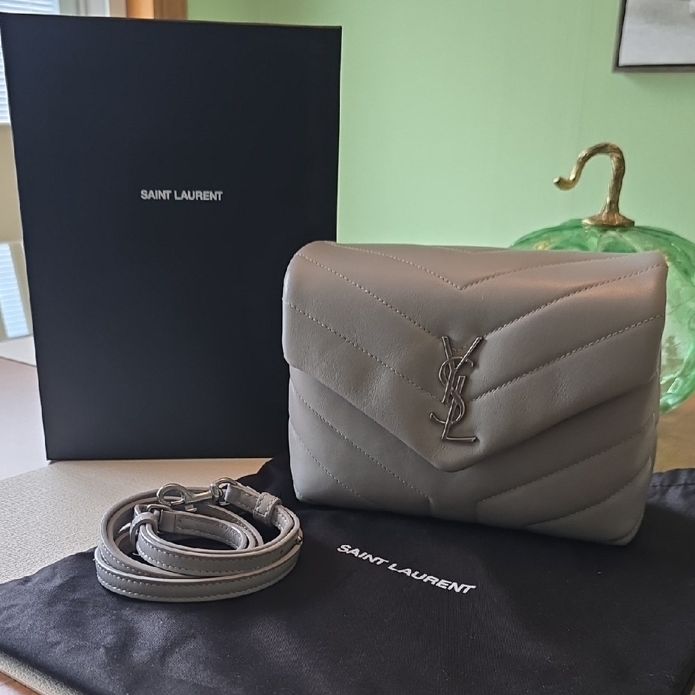 YSL Saint Laurent Toy Loulou in Light Gray Silver Hardware